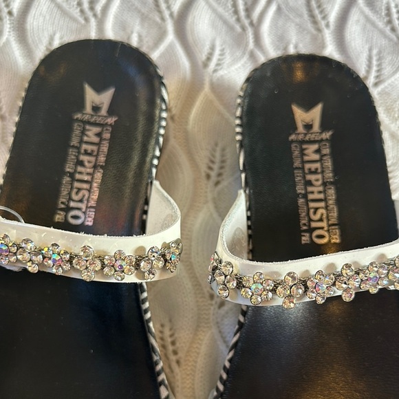 Mephisto Black and White Sandals with Textured Straps - Picture 2 of 7